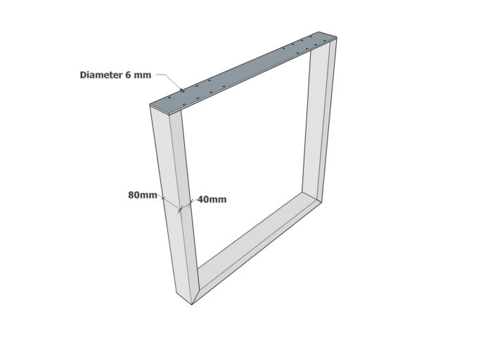 Dimensjon Bordben av metall (stål) modell 04
